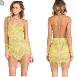 For Love & Lemons Inspired Yellow Lace Dress NWOT